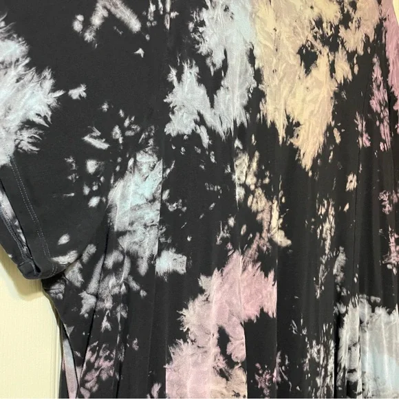 Torrid Mini Super Soft Knits Trapeze V-Neck Dress Tie dye black Plus Size 5X - Picture 13 of 15